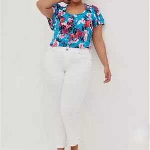 Torrid Rayon Slub Button-Front Flutter Sleeve Top